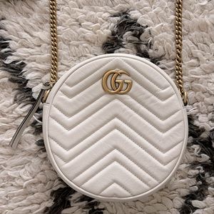 Authentic Gucci Mini GG Matelassé Round Leather Shoulder Bag